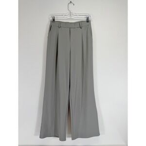 Gracyoga Gray Wide Leg High Waist Pleated Stretch Trousers Dress Pants Size M